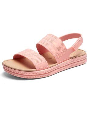 Dream Pairs Women's Pink Open Toe Waterproof Slingback Platform Flat Sandals